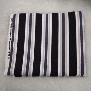 FABRIC Waverly Inspirations Black & Gray Stripe On White Cotton Duck 3 Yd